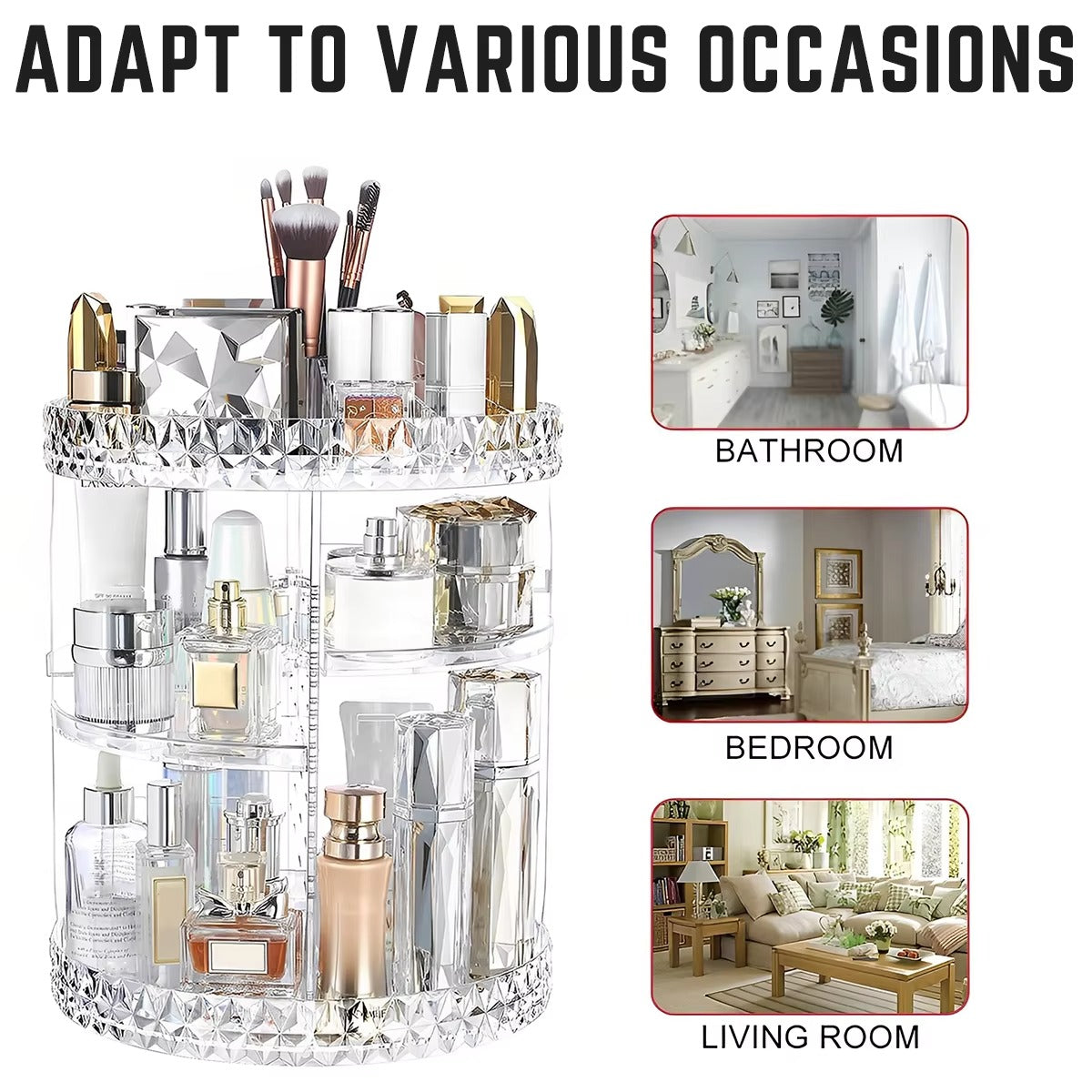 Rotating Crystal Makeup Organizer